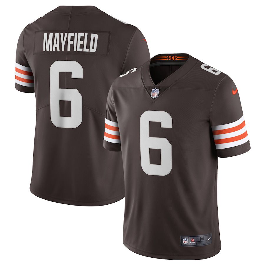 Men Cleveland Browns 6 Baker Mayfield Nike Brown Vapor Limited Player NFL Jersey